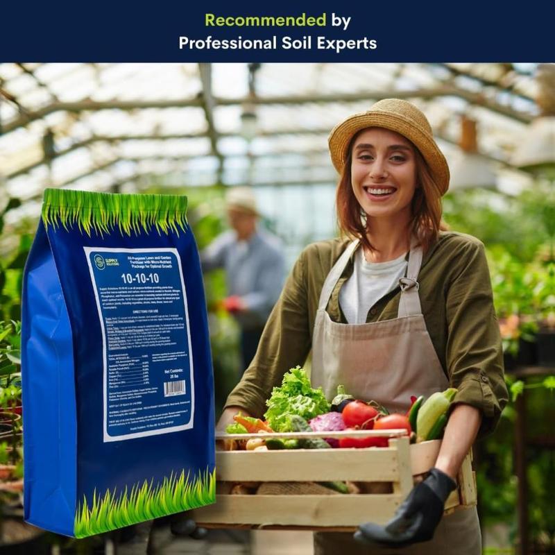 Supply Solutions 10-10-10 Complete Lawn & Garden Granular Fertilizer with Micronutrients Balanced NPK Plant Food for Soil Health Blooms Roots Safe for Vegetables Fruits Lawns 25 Pounds