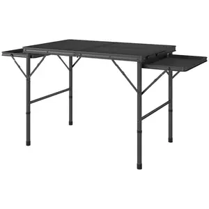 Height Adjustable Folding Picnic Table - Dual Wing Panels, Waterproof Heat-Resistant Metal Construction, Compact Folded Size with Built-In Carry Handle for Easy Transport, Ideal for Grill Setup & Outdoor Cooking
