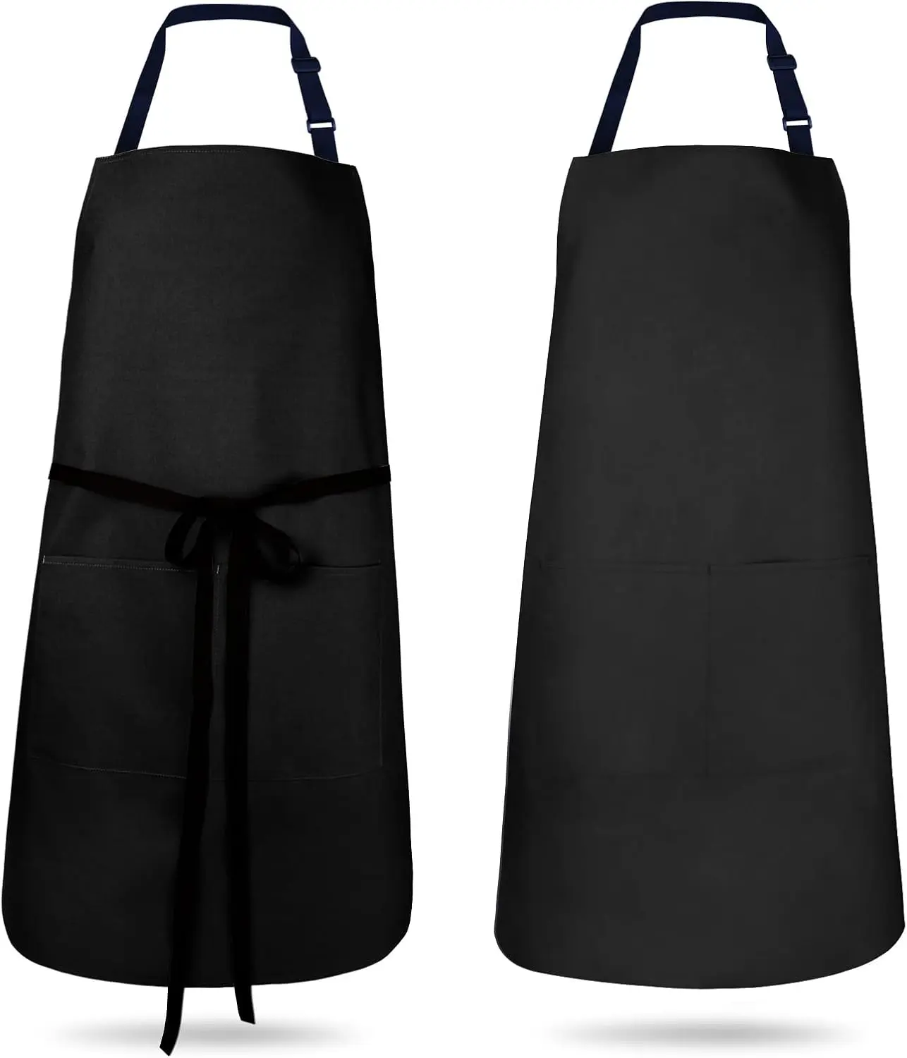 Kitchen Aprons 2-Pack - Waterproof, Oil-Resistant, Comfortable, 2-Pocket, with Adjustable Neck Strap for Chefs