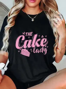 100% Cotton Unisex The Cake Lady Pie baking Pastry Shop T-Shirt Casual Top