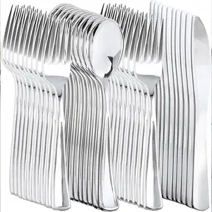150-Piece Silver Color Disposable Cutlery Set, Dinnerware Service Set, Includes 50 Forks, 50 Spoons, 50 Knives, Perfect for Weddings, Picnics, Restaurants, Christmas
