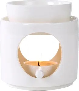 Essential Oil Burner for Scented Oil, Oil Warmer, Tealight Wax Melt Warmer, Candle Diffuser, Tea Light Holder, White