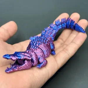 1pc Contemporary Articulated Alligator Figurine - 3D Printed Movable Joints, Unique Creative Desk Decor, Realistic Animal Model, Plastic, No Electricity Needed, Ideal for Christmas, Halloween, New Year & More Room Ornaments