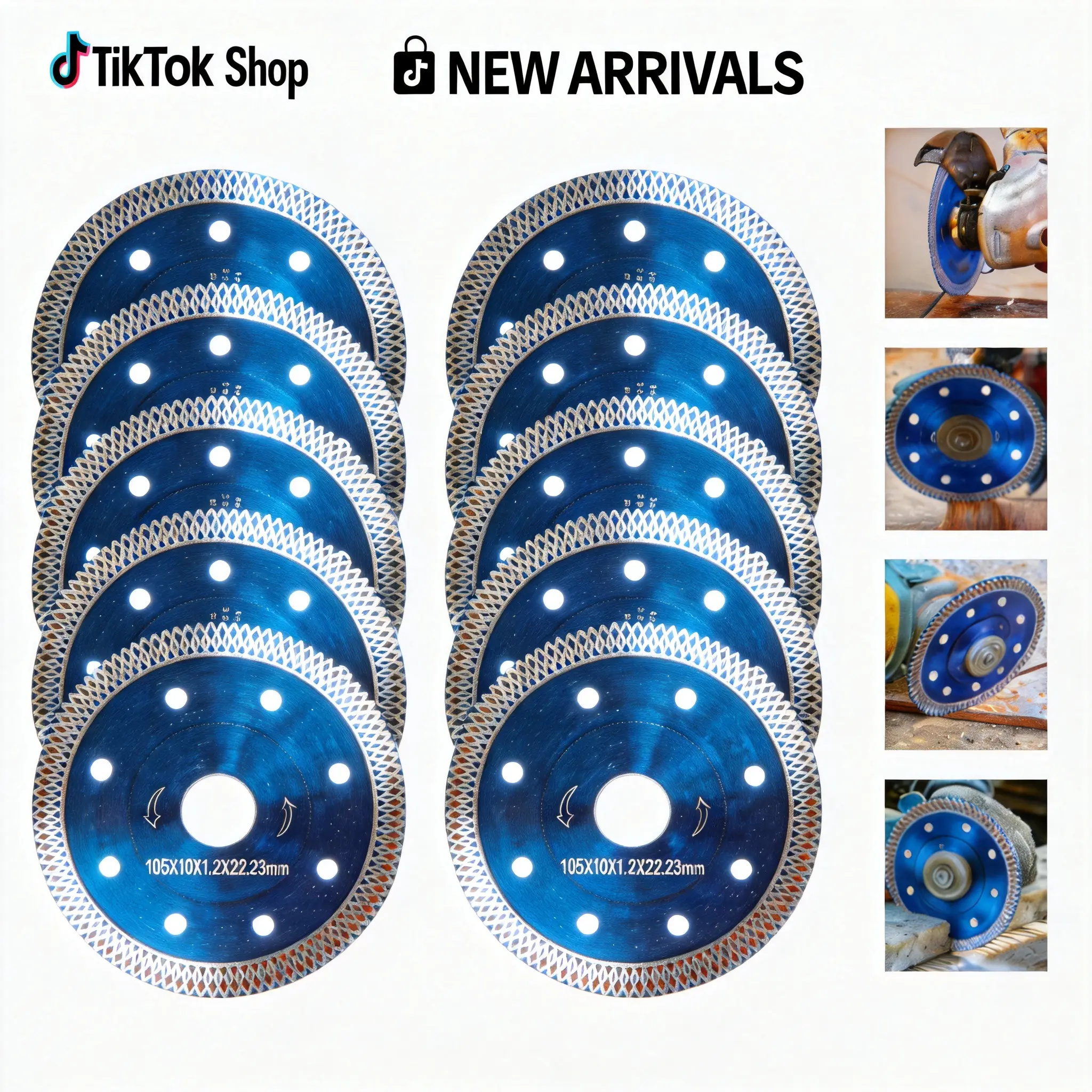 4.0 inch Super Thin Diamond Tile Blade 2 Pcs Blue for Angle Grinder Cutting Porcelain Tile Granite Marbles with Adjustable Angle Grinder Stand