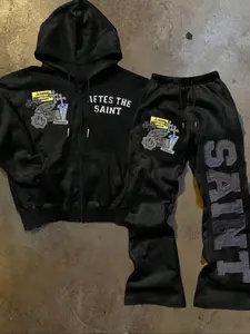 Bestseller # GothicStreet Saint Sports Pants - Heavyweight Structure, Detail "Saint Dept" Pattern, # CityStyle Essential, Stand out in Urban Scenes, Suitable for Anyone Pursuing Bold and Mysterious Street Atmosphere, Street Wear S