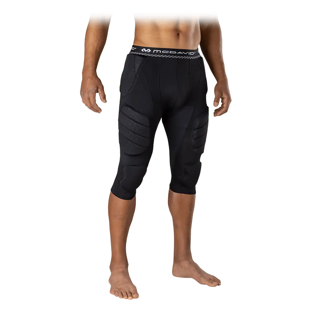 McDavid Rival 7-Pad ¾ Tight with High-Density Thigh Pads for Football & Lacrosse - Male Compression Gear