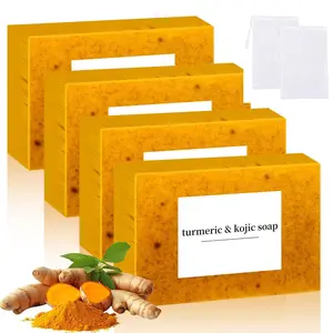 Jabon de Curcuma para Las Manchas, Crema para Manchas Oscuras en La Cara, Jabón para La Cara, Jabón de Cúrcuma Con Vitamina C para Cara y Cuerpo