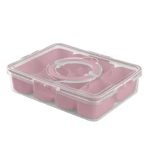 Premium Quality 8 Component Snack Box with Lid Handle, Multi Color, Freezer Safe, Leak-proof, Camping, School, Travel, Working, Everyday