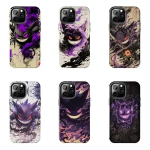 Shadow Anime Gengar's Pokemon Phone Case for iPhone 17-7 Pro Max Plus & Samsung Galaxy S26-S21 Ultra Plus - Ghost Type Ink Wash Japanese Aesthetic Cover unisex 6 Styles