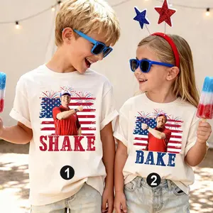 Shake & Bake Matching Kids Shirts, 4th of July Patriotic Tee, USA Flag Fireworks Independence Day Outfit , Funny Shake Bake Couple T-Shirt, Fuuny 4th of July Couple Kid Shirt, Patriotic Family Matching Tee