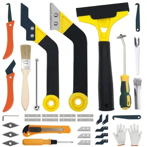 37 Pack Grout Removal Tool Kit, 3 Tile Grout Saws with 20 Extra Cleaning Blades, Hand Grout Saw and Caulk Remover Tool for Bathroom Showers, Ideal for Tile Grout Gap Cleaning and Repair