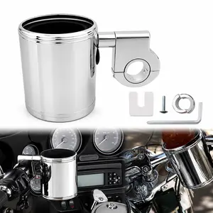 Universal Chrome Handlebar Drink Cup Holder for Motorcycle ATV 7/8 in 1 in 1.25 in Bars