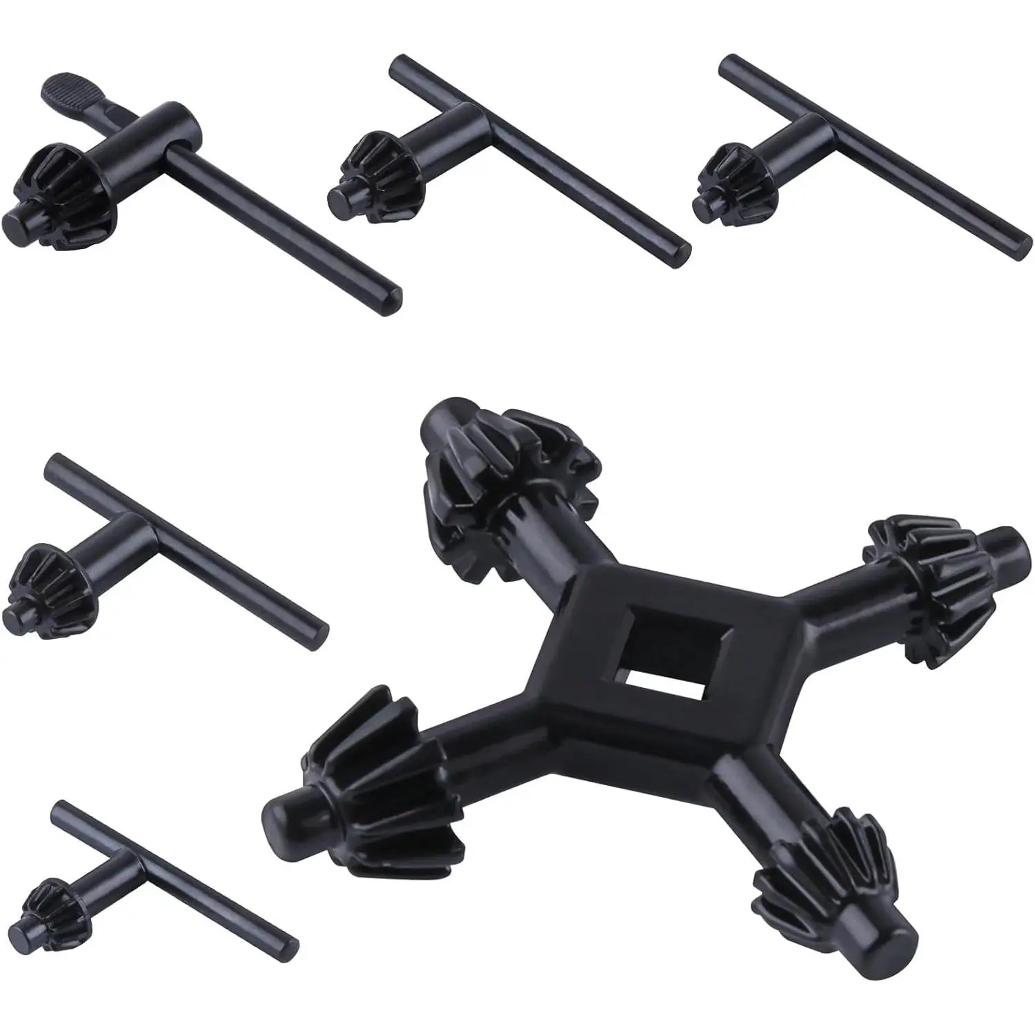6Pcs Chuck Key Wrench Set 3/4" 5/8" 1/2" 3/8" 1/4" Press Chuck Key and 4 in 1 Drills Chuck Key Multifunctional Clamping Wrench for Clamping Tool