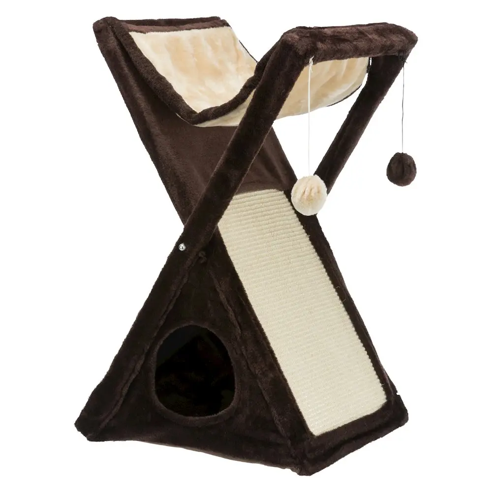 Miguel Foldable Compact 25.5-in Single Unit Cat Tree - Fold & Store, Plush & Sisal Scratcher with Hammock and Condo for Small Cats