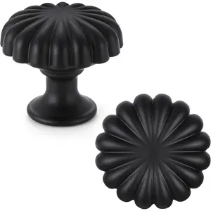 6 Pack Matte Black Cabinet Knobs for Kitchen Cabinets and Dresser Drawers,Zinc Alloy Hardware Handles Pulls, Cupboard Drawer Knob