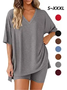 Women's Spring Summer Casual Home Shorts Set, Two-Piece Short Pants for Cycling & Daily Wear, Plus Size Comfortable