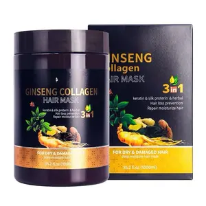 1000ML Collagen Ginseng Hair mask Keratin Silk proterin and herbal hair mask , Nourishes and shines hair , hair loss prevention oil , volumizing and thickening hair mask