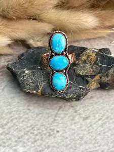 Handmade Copper Sierra Bella Turquoise Adjustable Ring