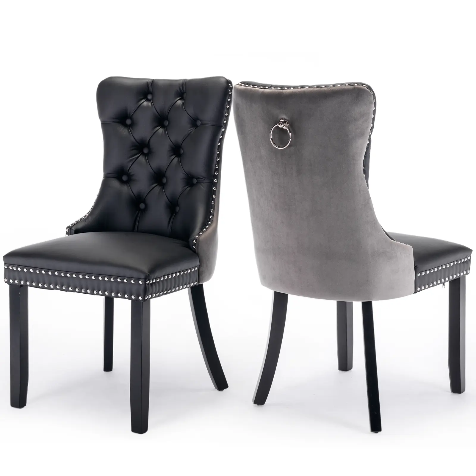 Black&Grey-PU&Velvet