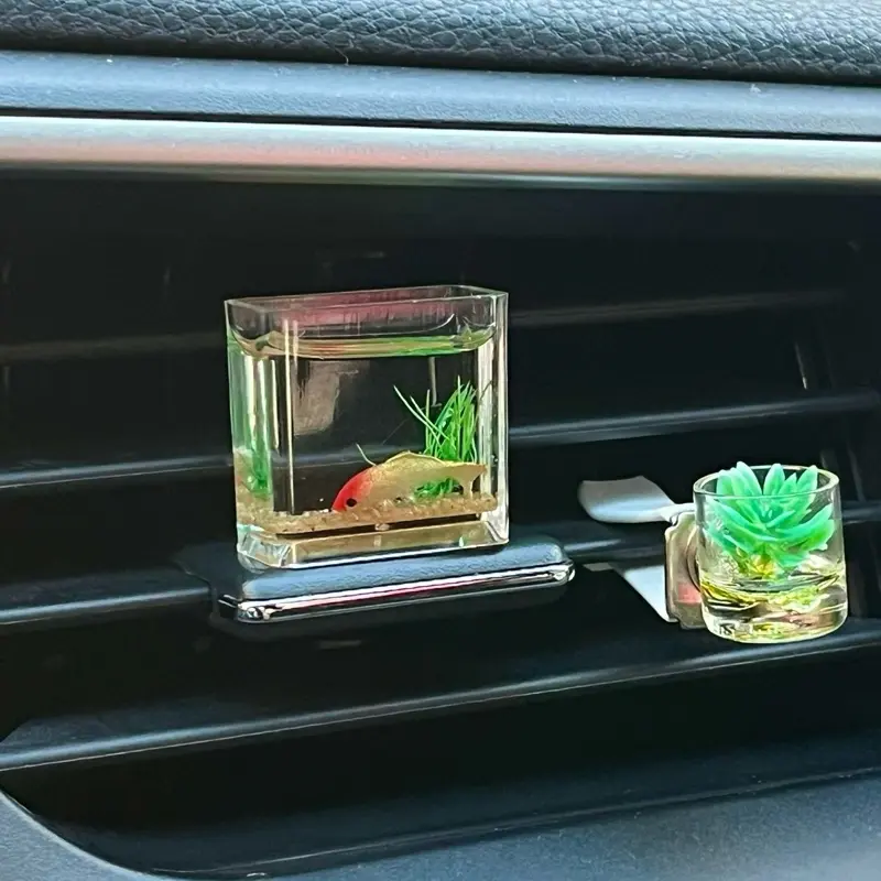 Fish Bowl Car Vent Clip Decor Accessory - Elegant Design for Home and Garden Use - Realistic Detail & Durable Resin Material - Perfect Gift for Pet Lovers - Decoration