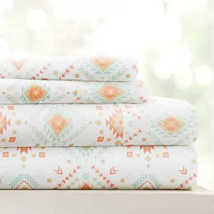 Double-Brushed Patterned Microfiber Twin Sheet 3 – Oeko-TEX Certified Ultra  Wrinkle-Free - 16" Deep Pocket - Easy Care Twin Size - Aztec Dreams Coral