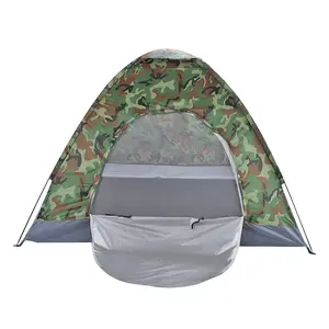 3-4 Person Camouflage Camping Dome new Tent, 180T Silver Polyester, Waterproof Oxford Floor, Fiberglass Poles, Portable