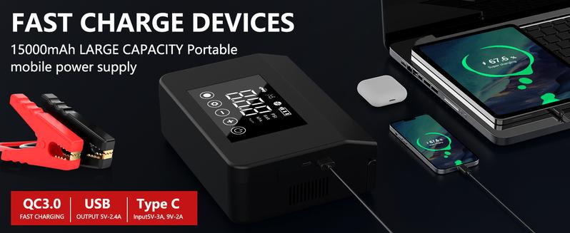 【Hieha】Portable Car Jump Starter, 4000A Car Battery Jump Starter with 150PSI Tire Inflator, 12V Car Battery Jump Starter, 15000mAh Power Bank, with LED Light 【Hieha】Portable Car Jump Starter, 4000A Car Battery Jump Starter with 150PSI Tire Inflator, 12V Car Battery Jump Starter, 15000mAh Power Bank, with LED Light