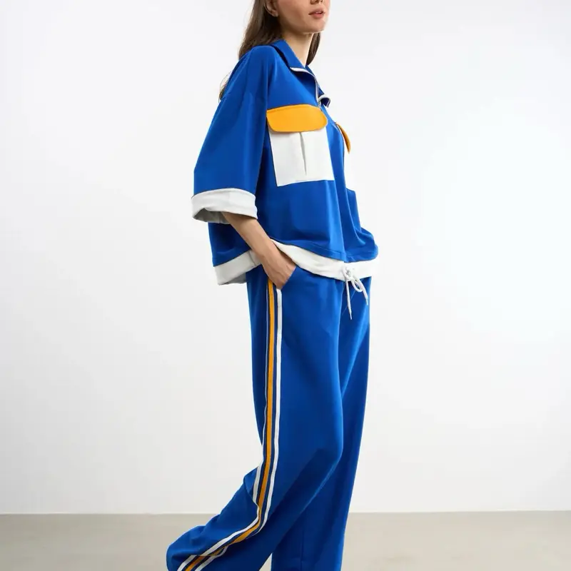 Women Black Minimalist Two-Tone Lounge Set, Jogger Set, Oversized Sweatshirt & Joggers, Chic Errand Fit Pants Womenswear Clothes Comfy Long Sleeve Winter Women's Plus Size Hooded Set Cozy Solid ed hardy outfit, Aesthetic, Polyester, Spandex, Knitting