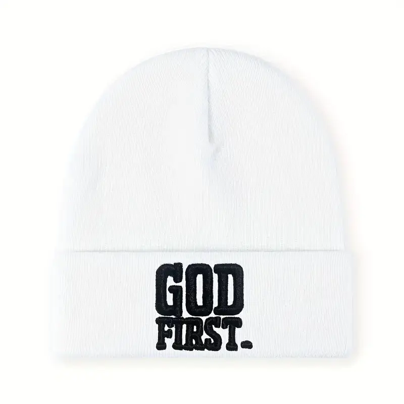 1pc "GOD FIRST" Embroidered Unisex Knitted Beanie