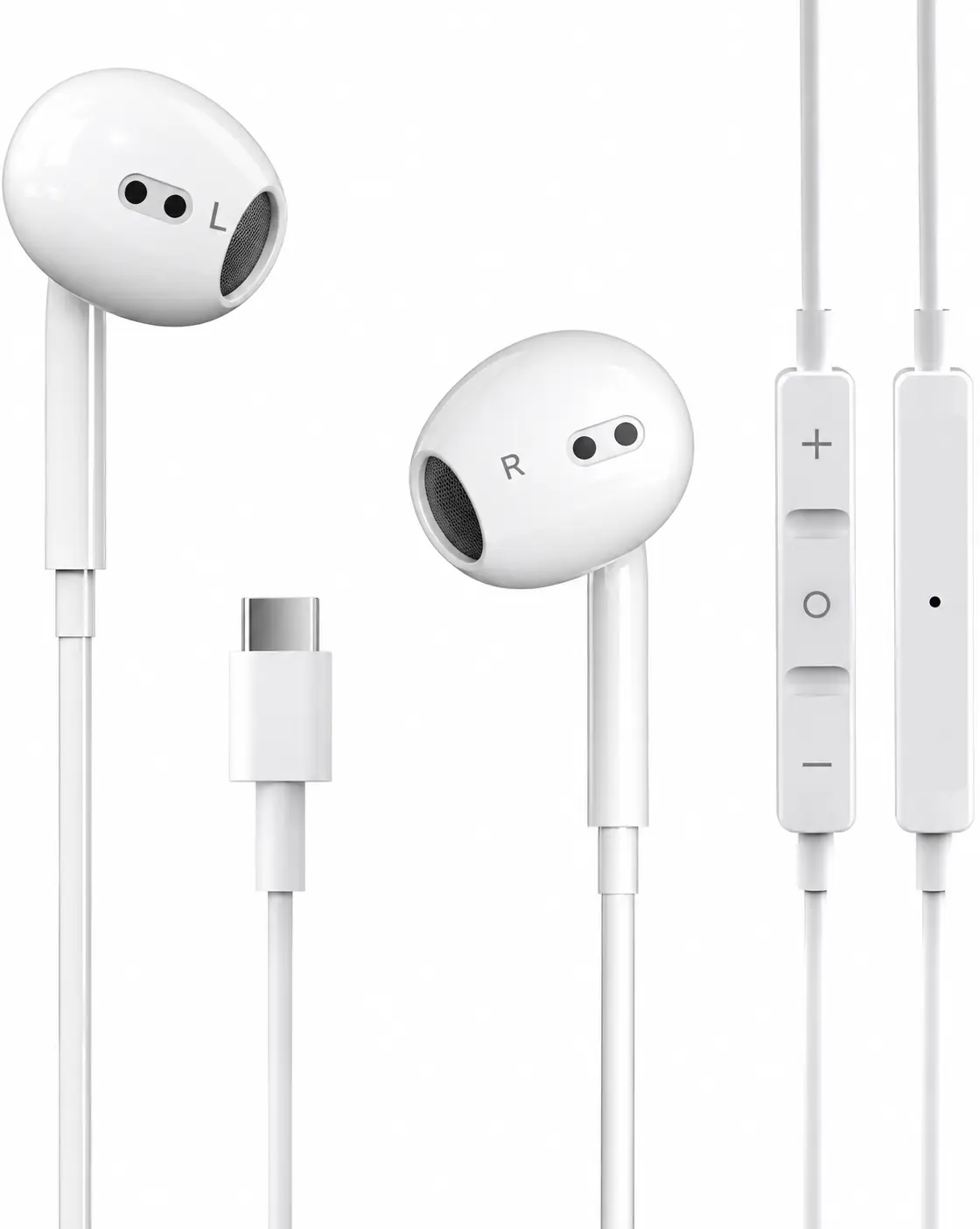 Summerwins 2-Pack Type-C Wired Audio Earbud Headset - HiFi Sound, Noise Cancellation, Microphone, Volume/Call Control, Cable, Hanging Up, Plug-and-Play, Wide Compatibility for iPhone 15/16/17, Galaxy, Pixel, OnePlus, Leisure In-Ear Earphones