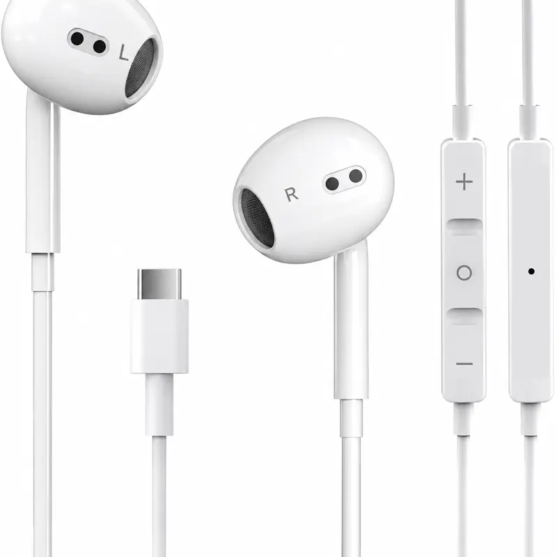 Summerwins 2-Pack USB Type-C Wired Audio Earbud Headset - High Quality Headphones with HiFi Sound, Active Noise Cancellation, Microphone, Volume/Call Control, Plug-and-Play, Wide Compatibility for Cellphones (Phone 15/16/17, Galaxy, Pixel, OnePlus)