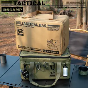 2026 New Military-Style Foldable Insulated Picnic Organiser Bag – Waterproof Tactical Camp Bag for Utensils, Gear & Field Equipment Organiser
