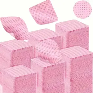 600Pcs/300Pcs Nail Wipes - Professional Lint-Free Nail Polish Remover Pads, UV Gel Cleansing Tissues, Unscented Manicure Prep And Finish Nail Art Cleaning Tool(Pink)