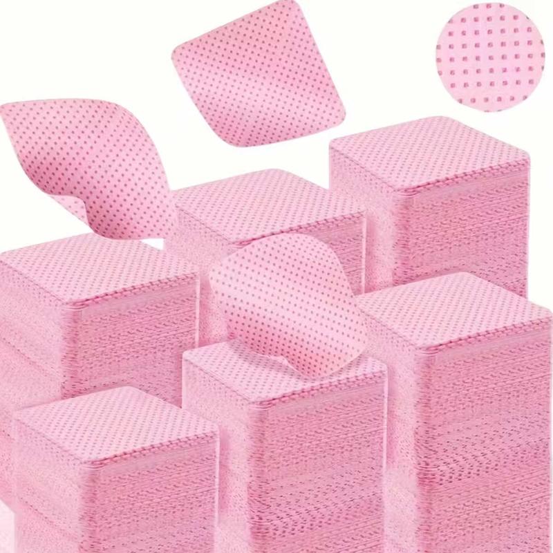 600Pcs/300Pcs Nail Wipes - Professional Lint-Free Nail Polish Remover Pads, UV Gel Cleansing Tissues, Unscented Manicure Prep And Finish Nail Art Cleaning Tool(Pink)