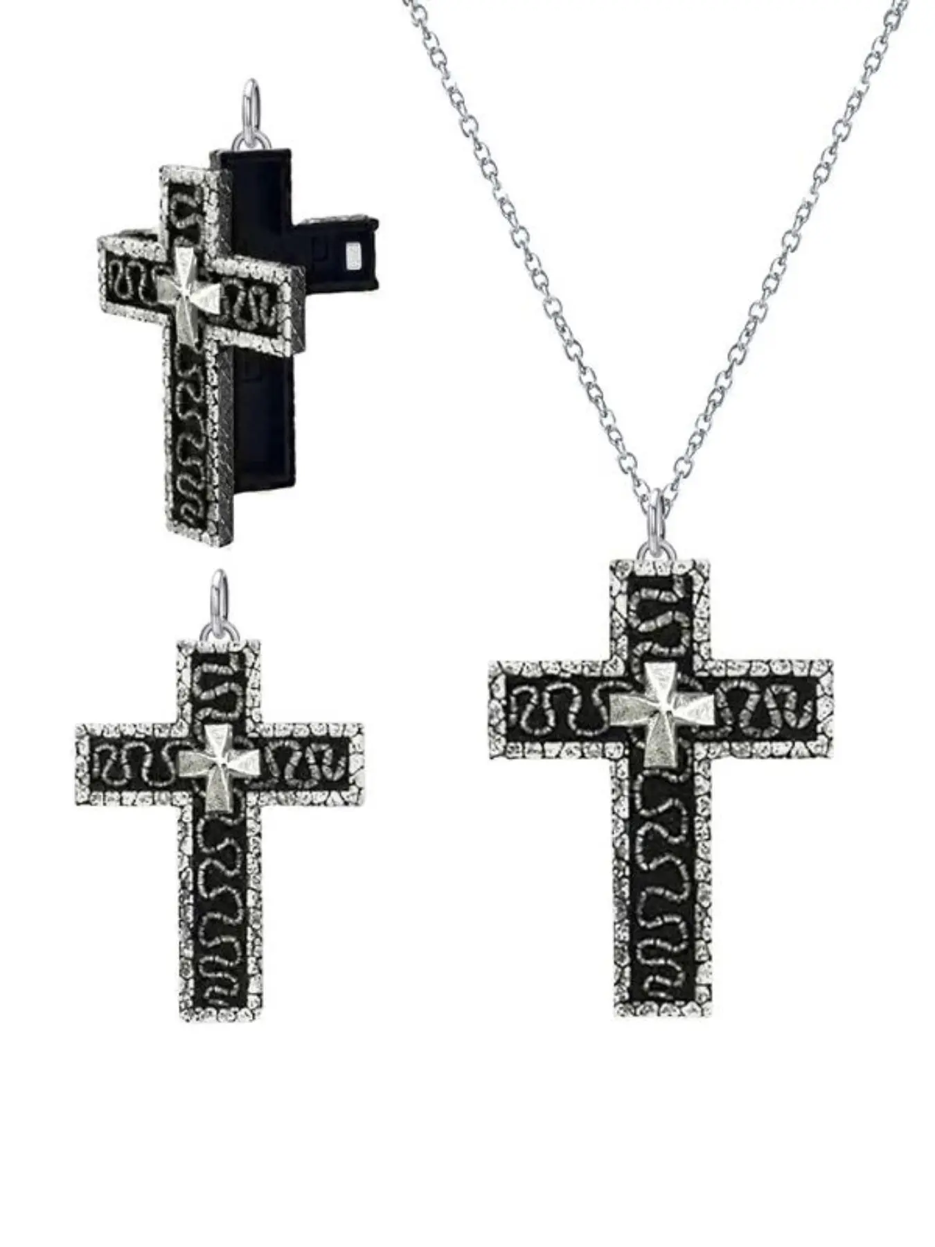 Octopus Necklace Game, Thanos Cross Pendant Necklace with Secret Compartment, Hidden Layer Design, Cross Chain Design, Unique Gift Idea for Fans