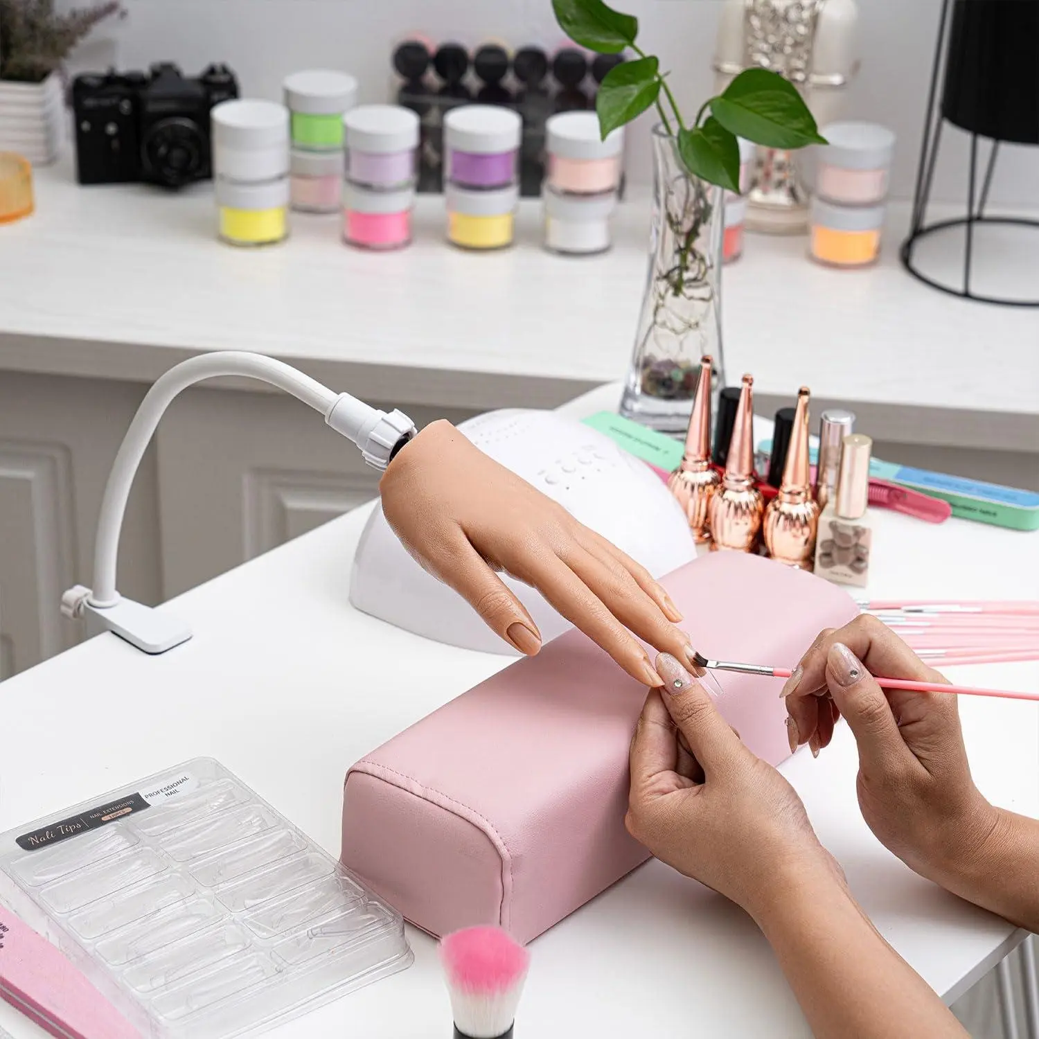 Professional Nail Gel Practice Tool Set, Manual Tattoo Nail Accessories Kit, Nail Art Tool, Nail Art Equipment, Nail Tech Supplies, Simulate Real Environment, Repeated Practice, Observation & Correction