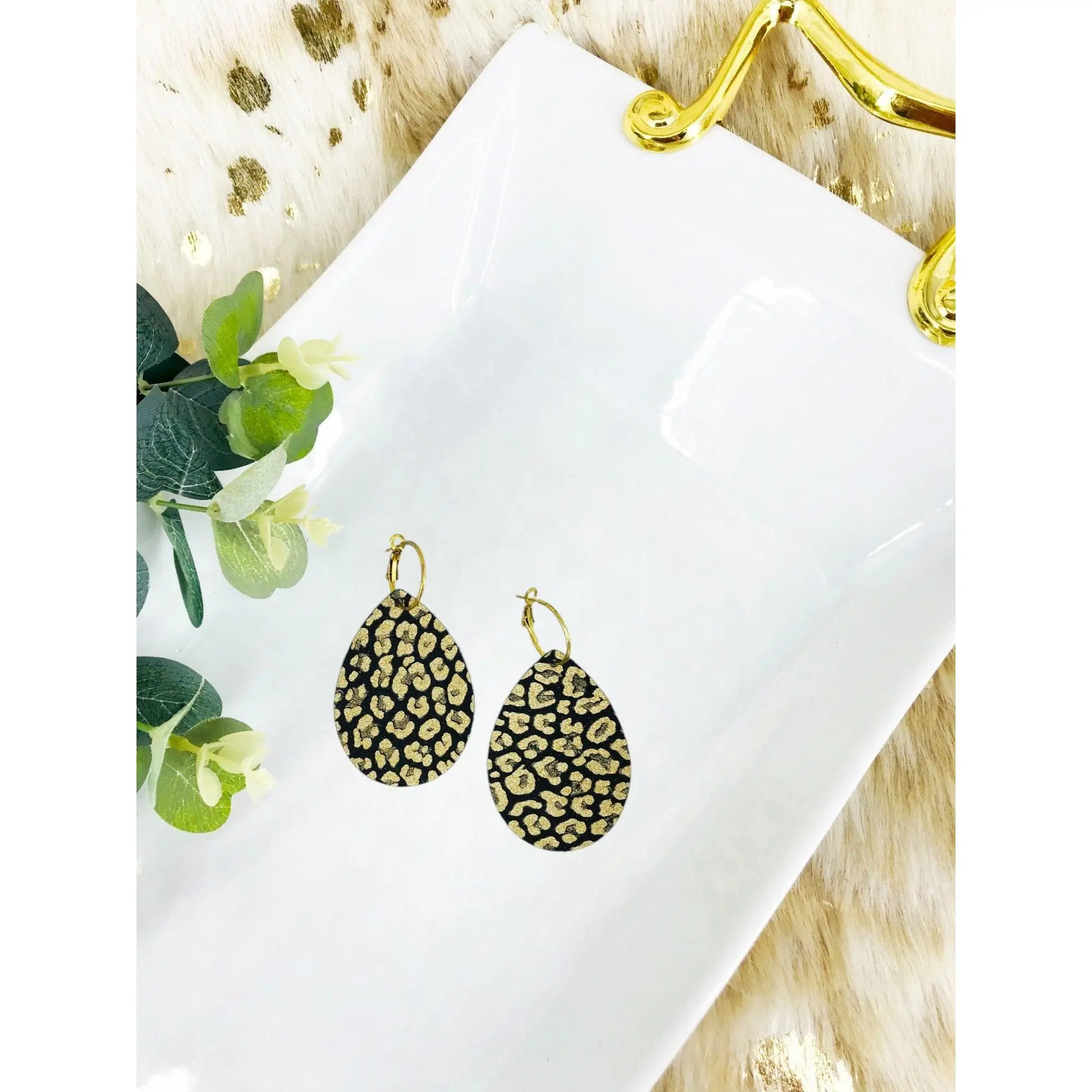 Genuine Leather Hoop Earrings - E19-3438