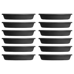 HC Companies Classic 21.13 Inch Round Saucer Tray for Pots, Black (12 Pack)
