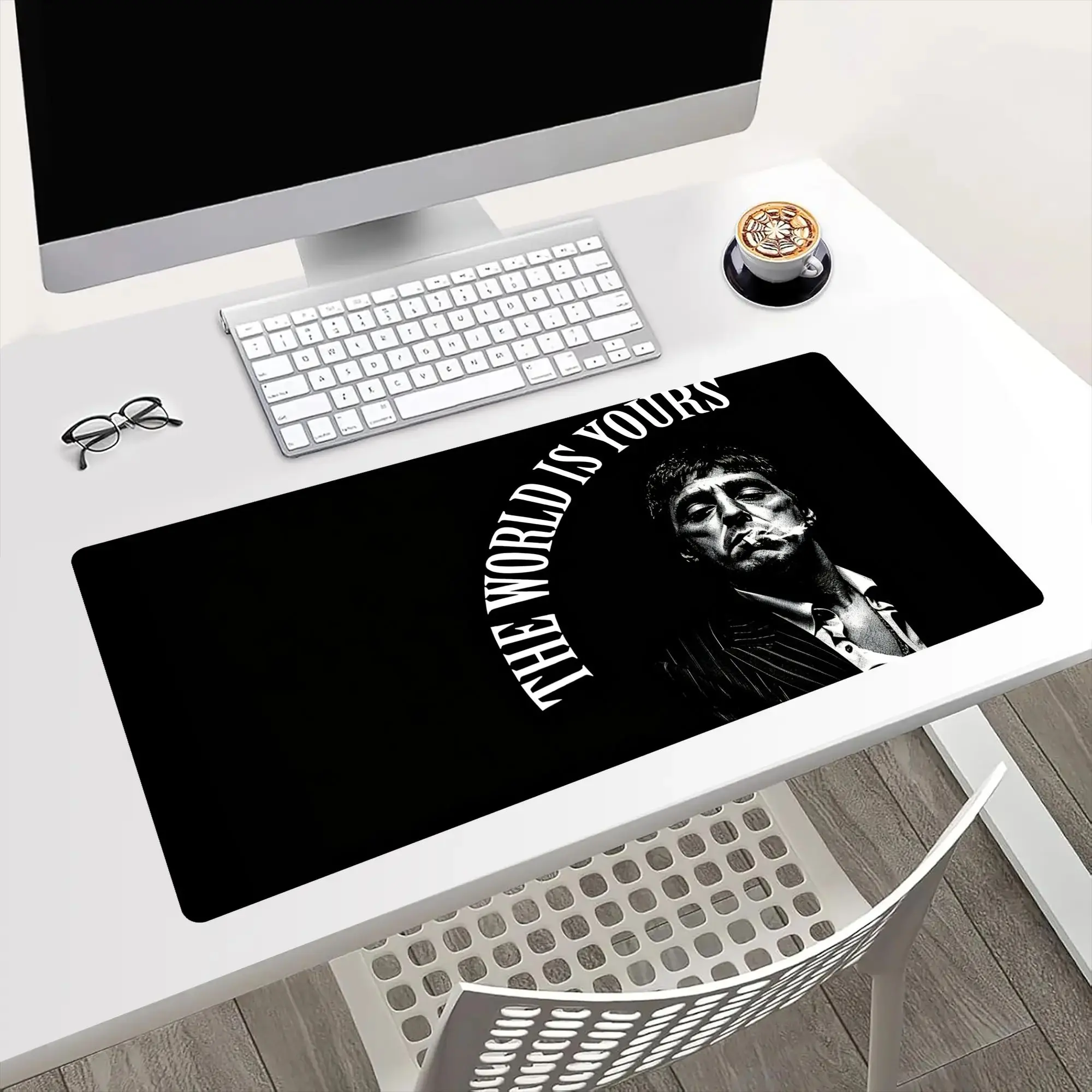 Scarface Alonso "Tony Montana" Movie Design Gaming Mouse Pad - Non-Slip Rubber Base, Smooth Surface, Desk Mat for PC, Office, Gaming Setup - "THE WORLD IS YOURS" Quote Decoration for Scarface Fans, Pc Accessories, Stylish Accessory, Premium Quality