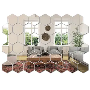 Hexagon Mirror Wall Stickers (45PCS) | DIY Acrylic Room Decor
