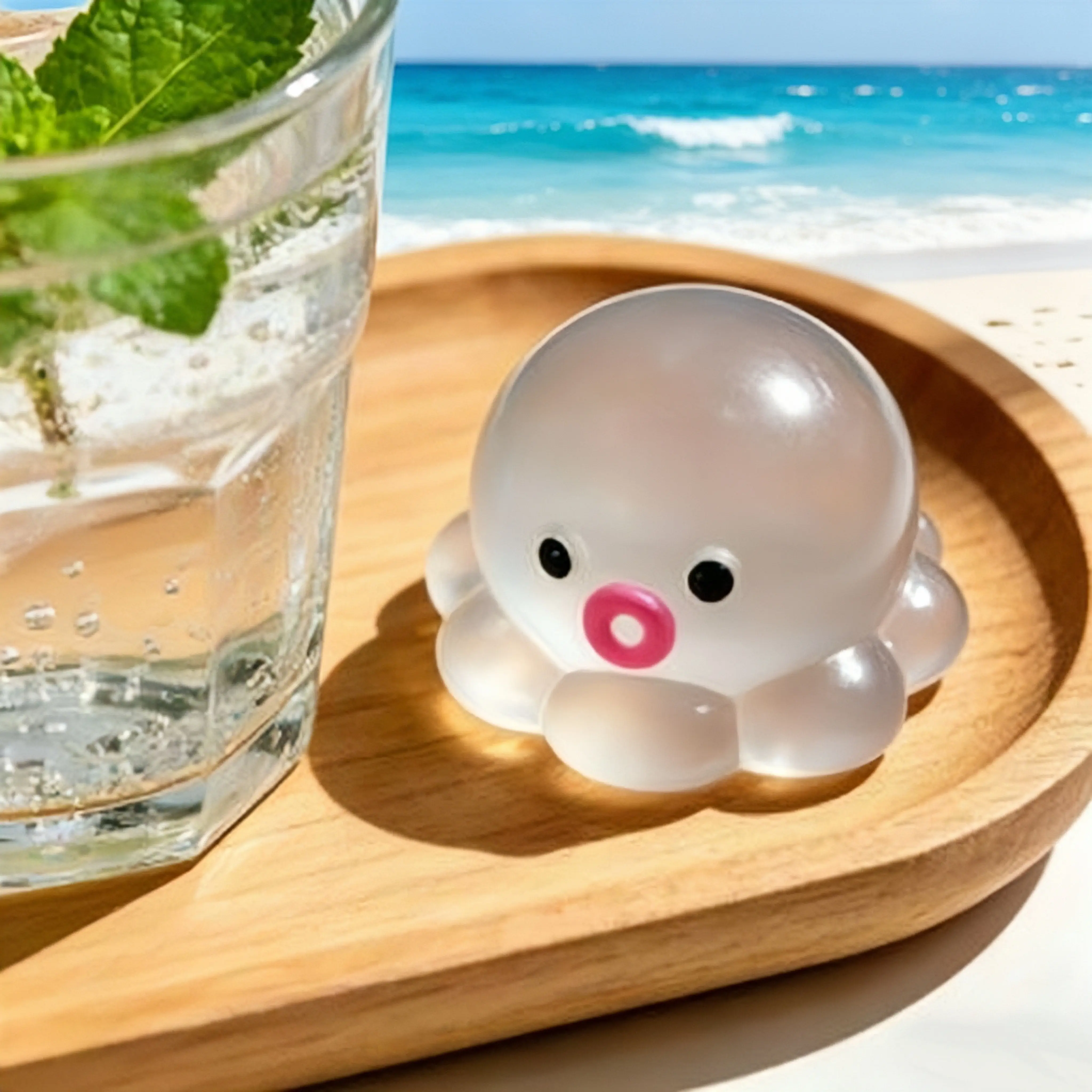 Clear Octopus Squeeze Toy Soft Jelly Squishy Fidget for Stress Relief & Mood Calm