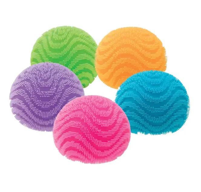 Sensory Squeeze Fidget Toy | Fuzz Ball Wonder Waves | Velvet Wavy Design Ultra Soft Stress Relief Toy for Relaxation, Party Favors & Gifts