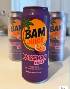 BAM Juice Passion Fruit Drink 500ml Beverage Not From Concentrate Refreshing Tropical Flavor 16.9 fl oz