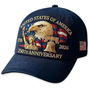 250th Anniversary USA Hat, Adjustable Printed Bald Eagle Baseball Cap United States, 250th Anniversary hat Made in USA