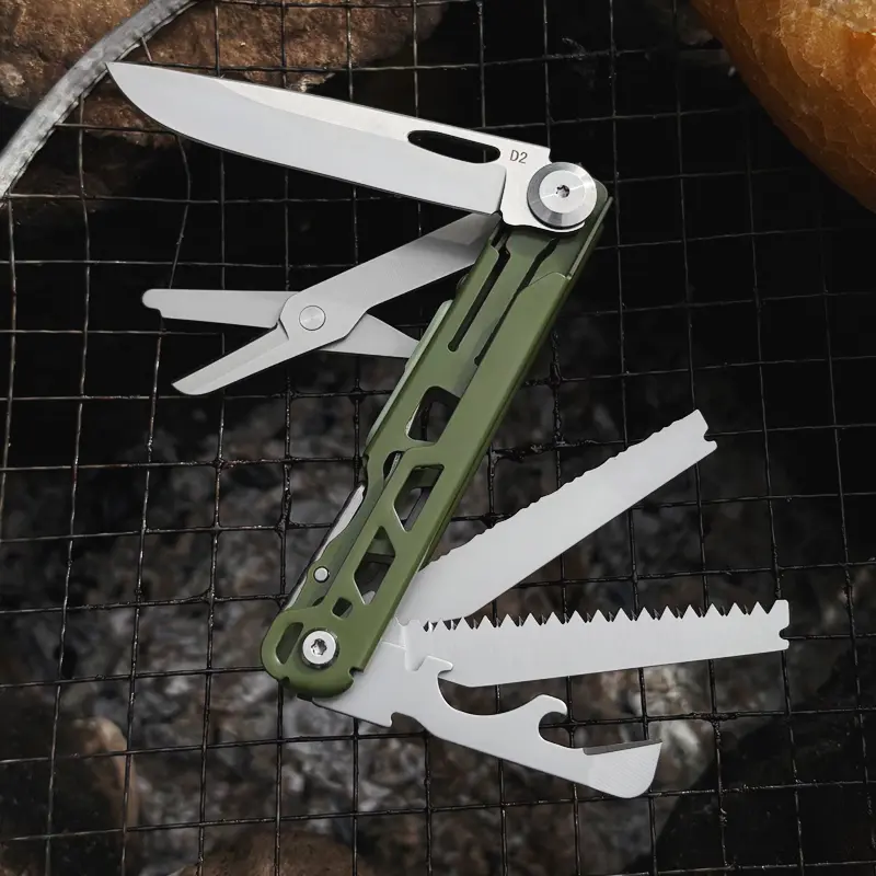WESVE MT-18 10-in-1 Professional Multitool - Outdoor Multifunctional EDC Pocket Knife, Multipurpose Emergency Tool with Stainless Steel Tungsten Glass Breaker, Saw, Scissors, Serrated Blade, Wire Stripper, Bottle Opener, Can Opener, Fluorescent Strip