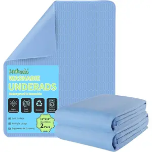 Reusable Bed Pads for Adults Washable Incontinence Waterproof Underpads 18" x 24" 2 Pack Heavy Absorbency Leakproof Durable Encased Edge Blue