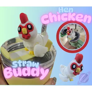 HEN CHICKEN STRAW BUDDY FOR TUMBLER CUP