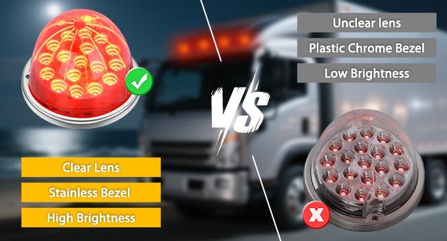 Nilight Watermelon Light 17 LED Triple Function 2PCS Red Lens Stainless Steel Bezel Marker Clearance Strobe Brake Lights 4 Plug IP68 Waterproof for Trailer Truck Pickup Camper RV ATV UTV Boat