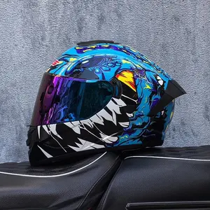 LVS full face motorcycle helmet with dual sun visors, street bike full face helmet