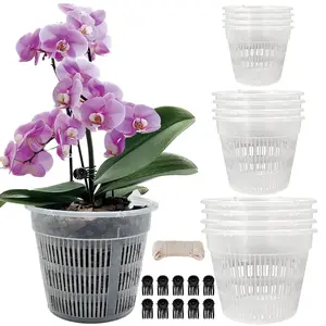 Orchid Pot, 12 Pack Orchid Pots Holes, 4 Each of 4.5", 5.5", 6.3", Clear Orchid Pots for Repotting, Breathable Slotted Orchids Planter